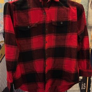 Red and Black Plaid Flannel Shirt